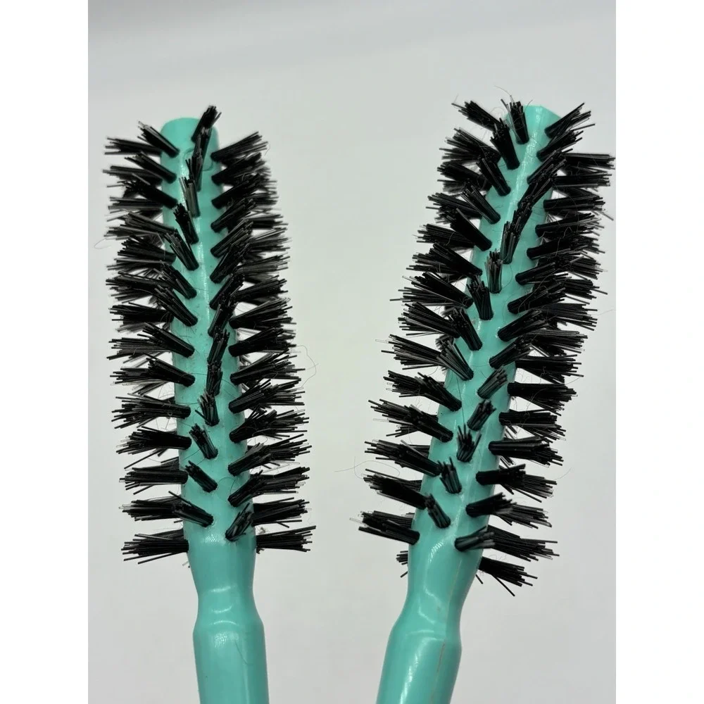 2 Vintage Teal Avon Full Round Curling Brush Stiff Bristles